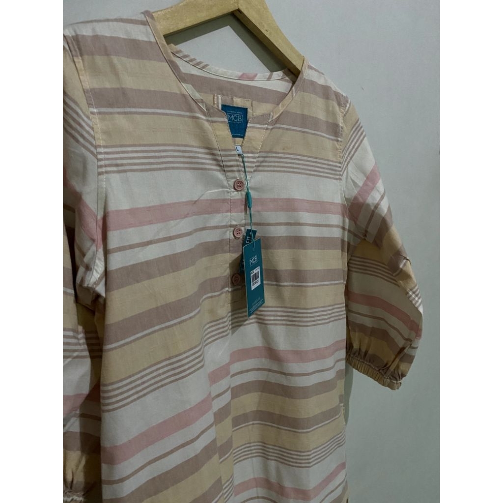 New MCB blouse salur v carina peach Atasan Wanita