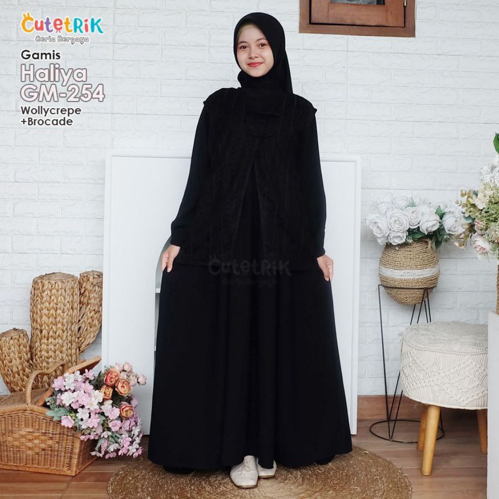 SIAP KIRIM GAMIS HITAM BROKAT 8-14 TAHUN BAJU MUSLIM WARNA HITAM ANAK SD TANGGUNG BUSANA MUSLIM WARN