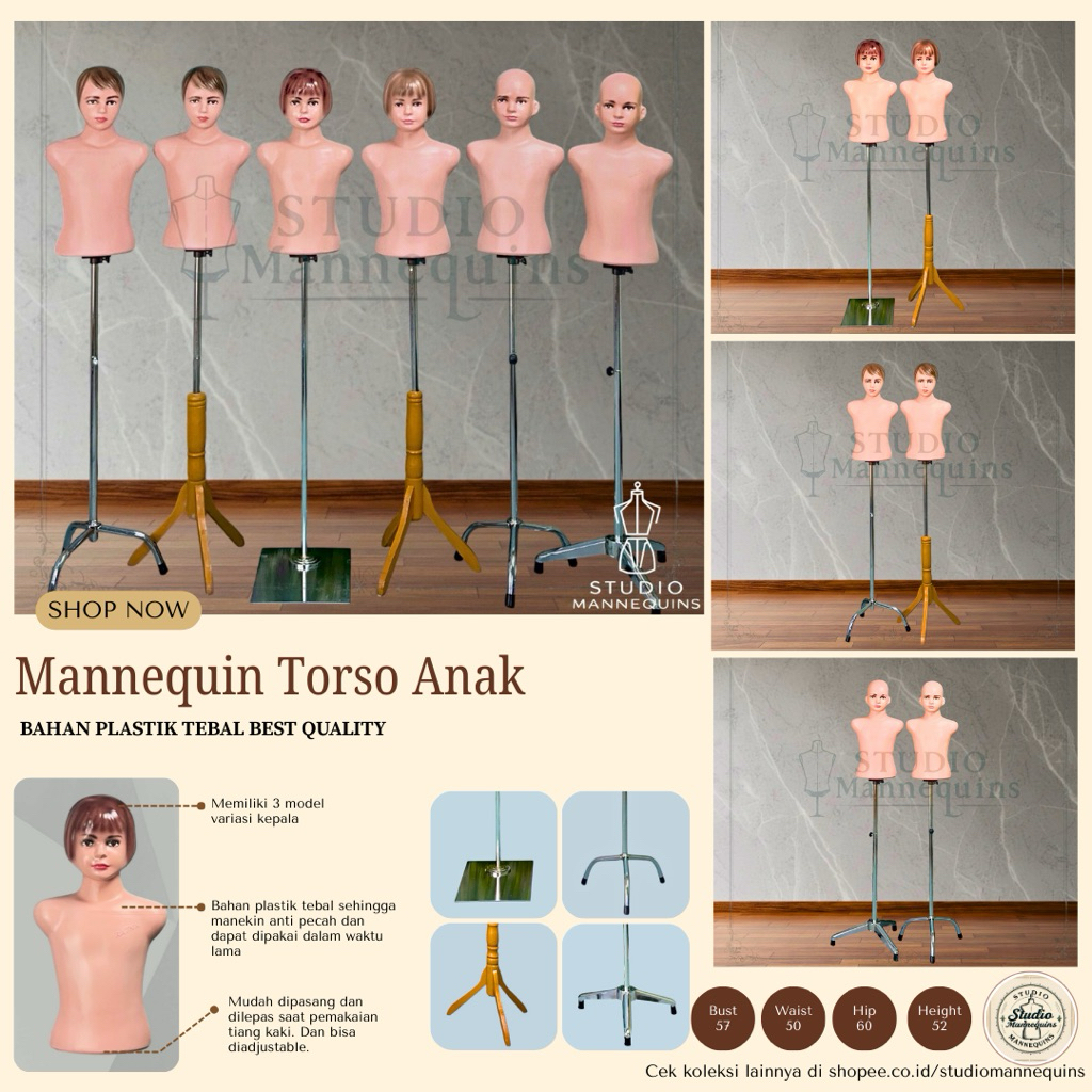 MANEKIN ANAK TORSO PLASTIK TEBAL + PATUNG BAJU ANAK PLASTIK + MANEKIN ANAK BAHAN PLASTIK + PATUNG BA