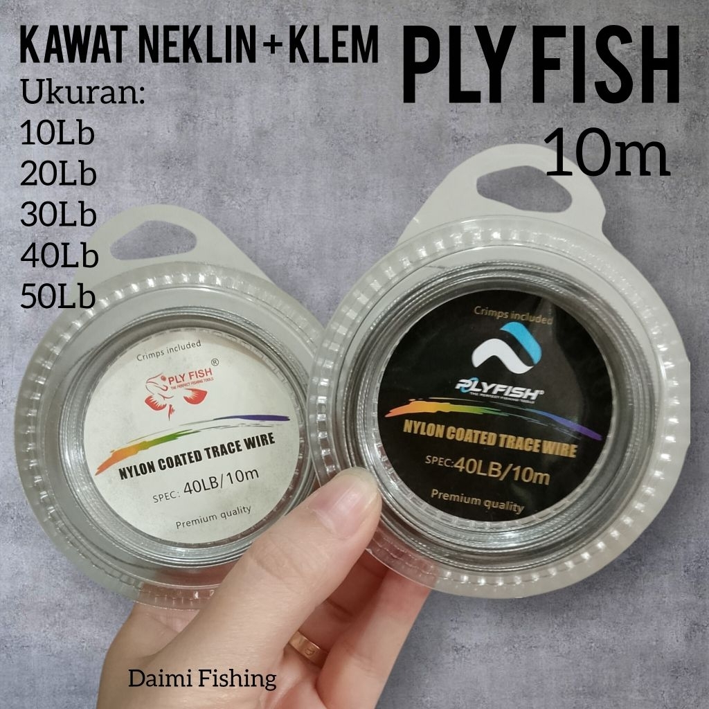 Neklin PLYFISH Kawat Pancing Nylon Coated Wire 10m Termasuk Klem
