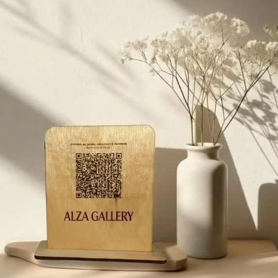 PAPAN DISPLAY QR CODE/MENU DIGITAL ELEGAN KAYU