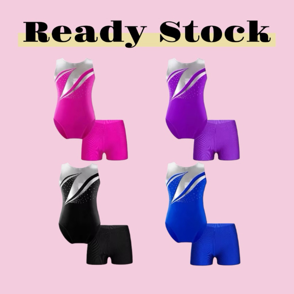 Leotard Gymnastic Anak Laki laki Baju Gymnastic Leotard Set Celana Unisex READYSTOCK