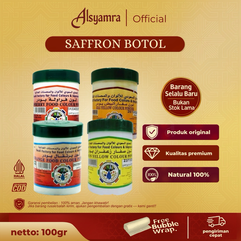 saffron bubuk botol 100gr zafaron safron pewarna makanan