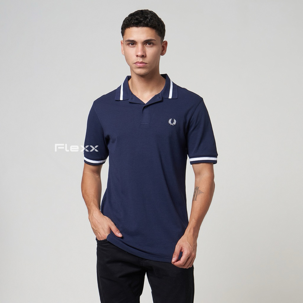 Fred Perry Bold Tipped Polo Shirt Navy White