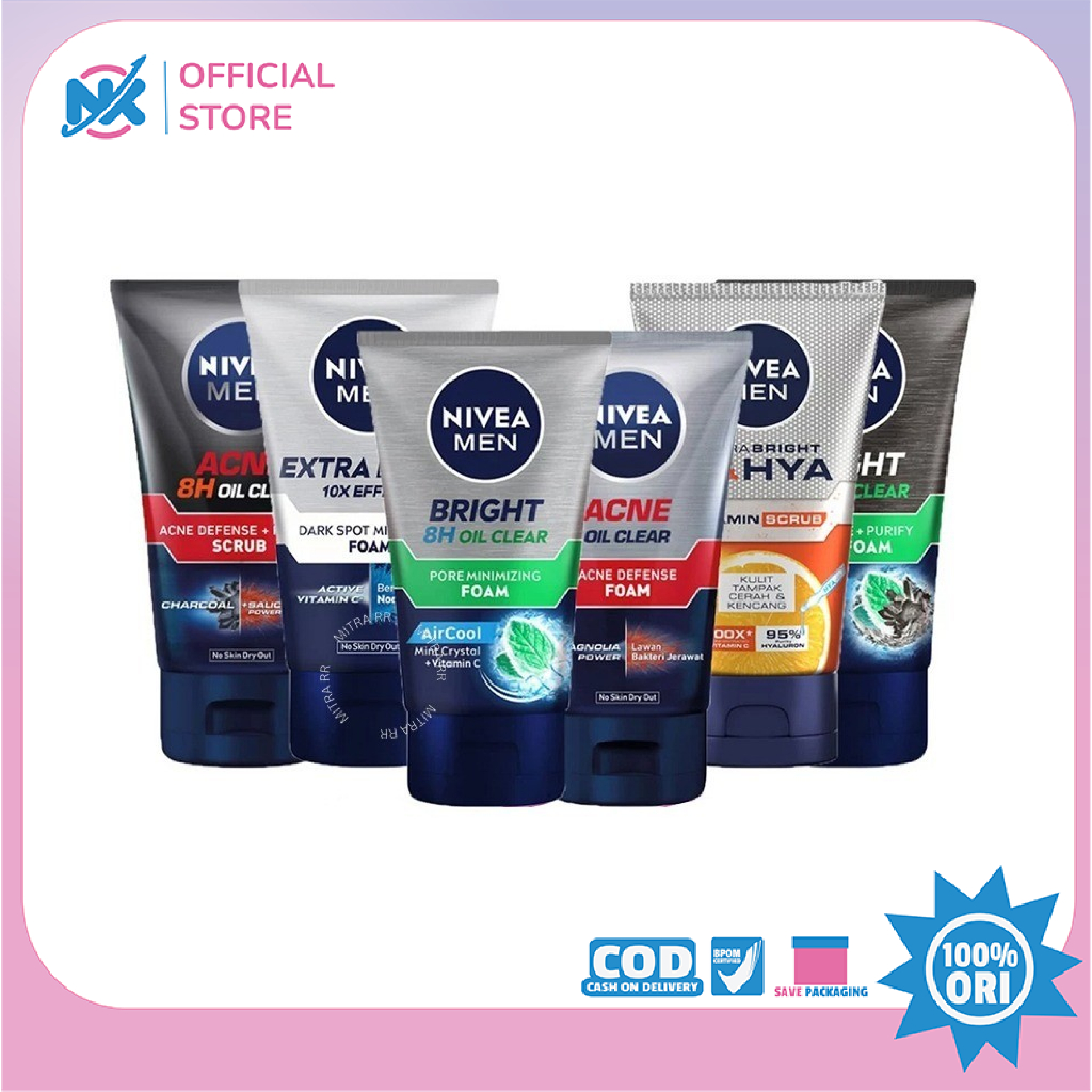 Nivea Men Facial Foam | Facial Scrub | Sabun Cuci Muka Pria Dewasa