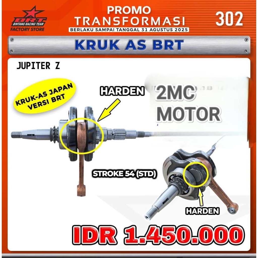 KRUK AS JEPANG/SUPER CRANK SHAFT BRT/JUPITER Z 5TP - VEGA R110 - BINTANG RACING TEAM