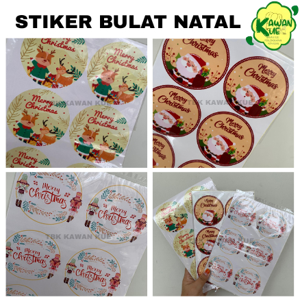 Stiker bulat natal / stiker toples bulat natal / stiker natal