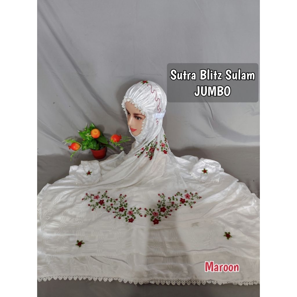 MUKENA SUTRA BLITZ SULAM MODEL TERUSAN / LAJURAN