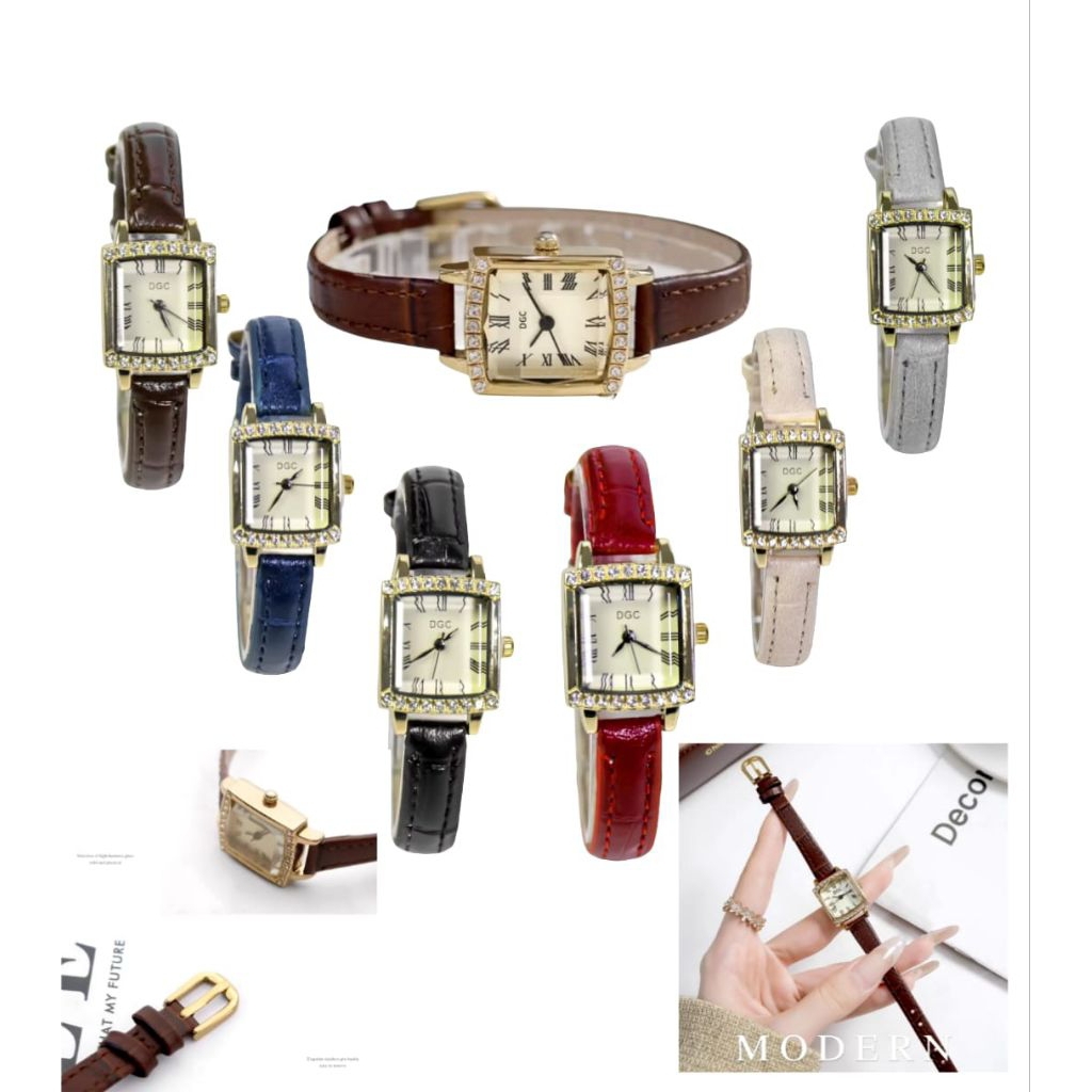 Jam Tangan Wanita Kecil Quartz Strap PU Analog Casual Gaya Retro W574