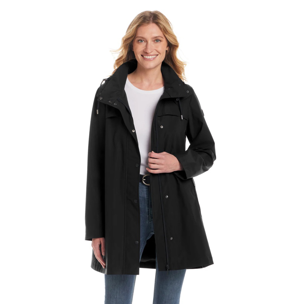 Jaket jumbo wanita tahan air tahan angin / WEATHERPR00F hoodie anorak waterproof long jacket (black)