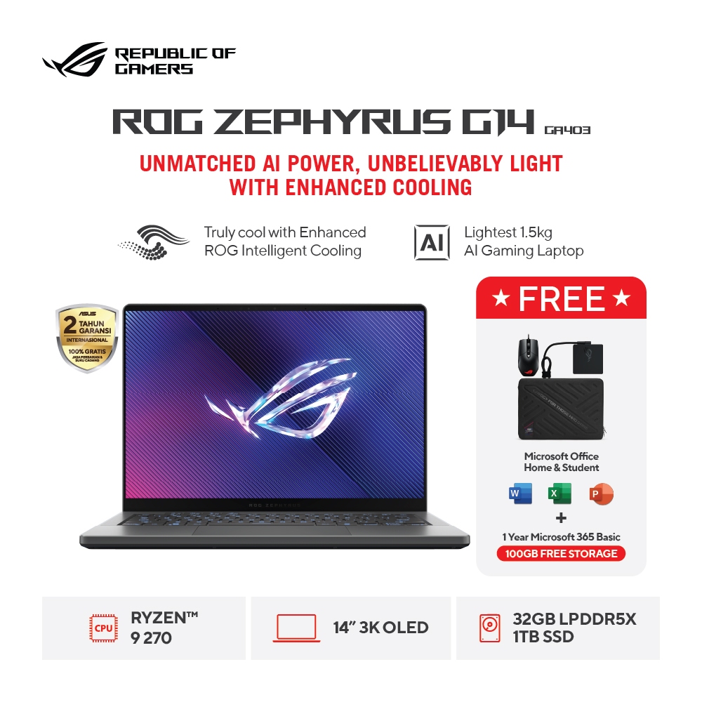 Asus ROG Zephyrus G14  GA403UH-R9N55OL6G-HM - Eclipse Grey [ AMD Ryzen 9 270/ RTX5050/ 32GB/ 1TB / 1