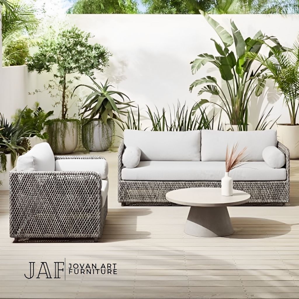 Set Kursi Tamu Outdoor Rotan Sintetis Sofa Tamu Outdoor Rotan Sintetis - Jovan Art Furniture