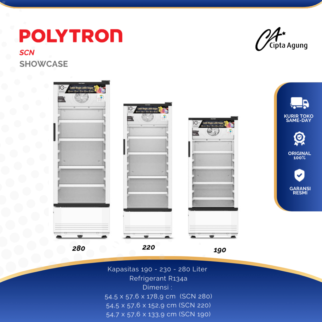 POLYTRON SHOWCASE DISPLAY COOLER 190 230 280 LITER SCN 190 SCN-190  SCN190 SCN 220 SCN-220  SCN220 S
