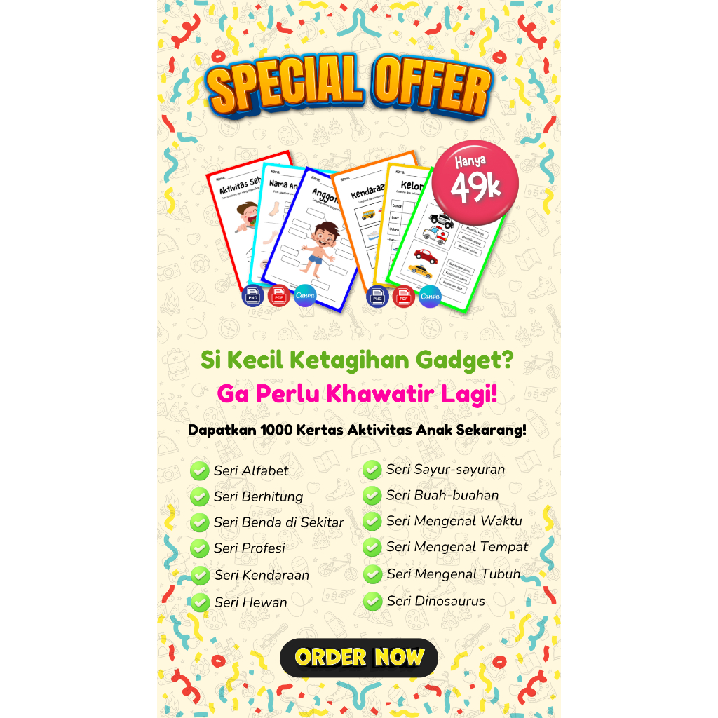 WORKSHEET PRINTABLE ANAK – 39.000+ File Belajar Kreatif Usia 3–8 Tahun