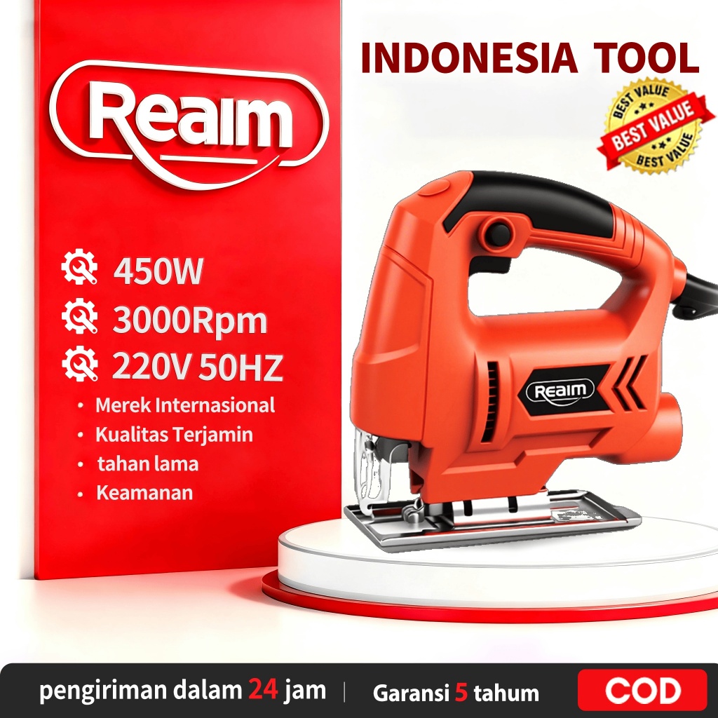 Reaim mesin gergaji jigsaw 450W Gergaji Listrik gergaji kayu mesin potong besi ces jiksaw gergaji me