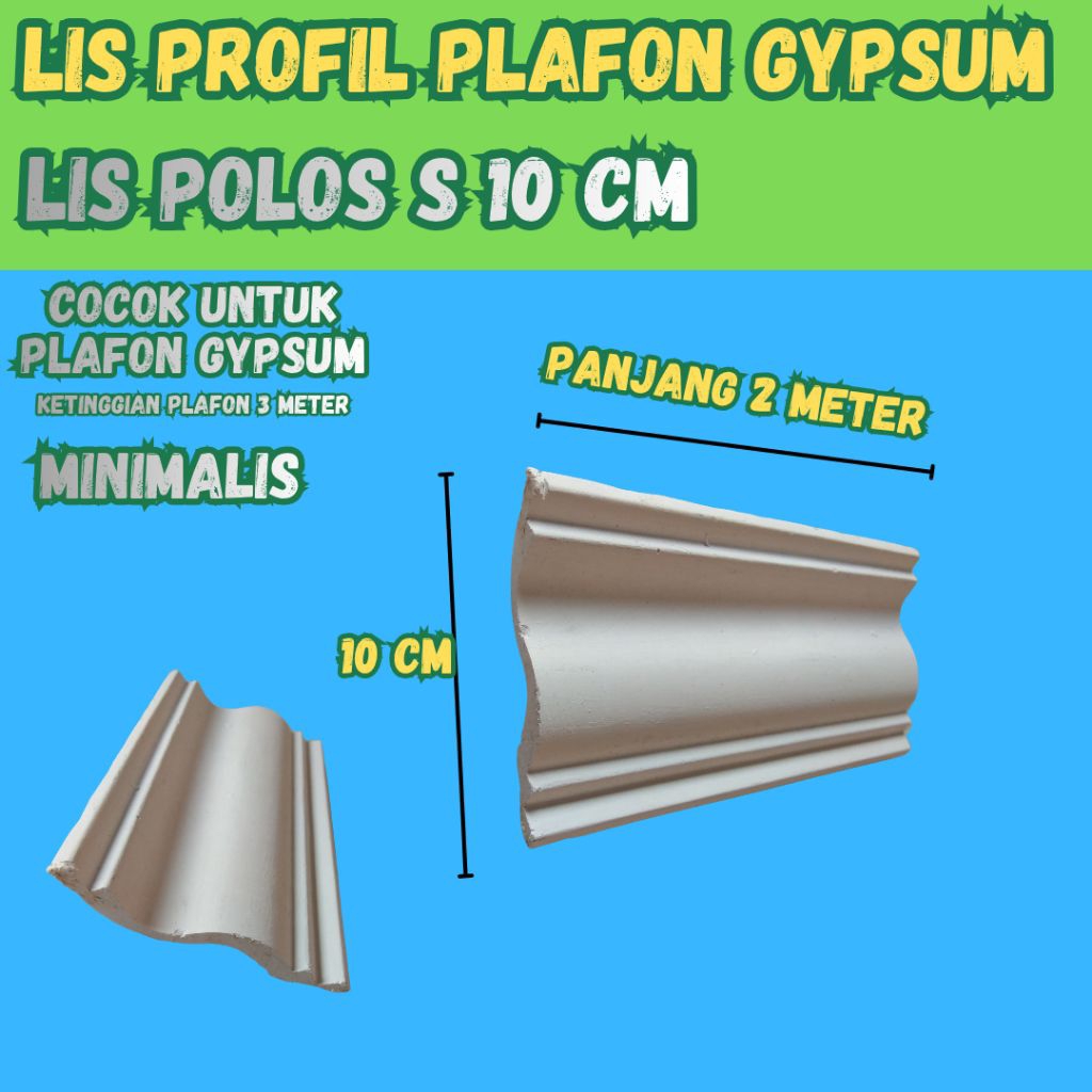 Lis Profil Plafon Gypsum Polos 10 cm Untuk Plafon Gypsum/Grc