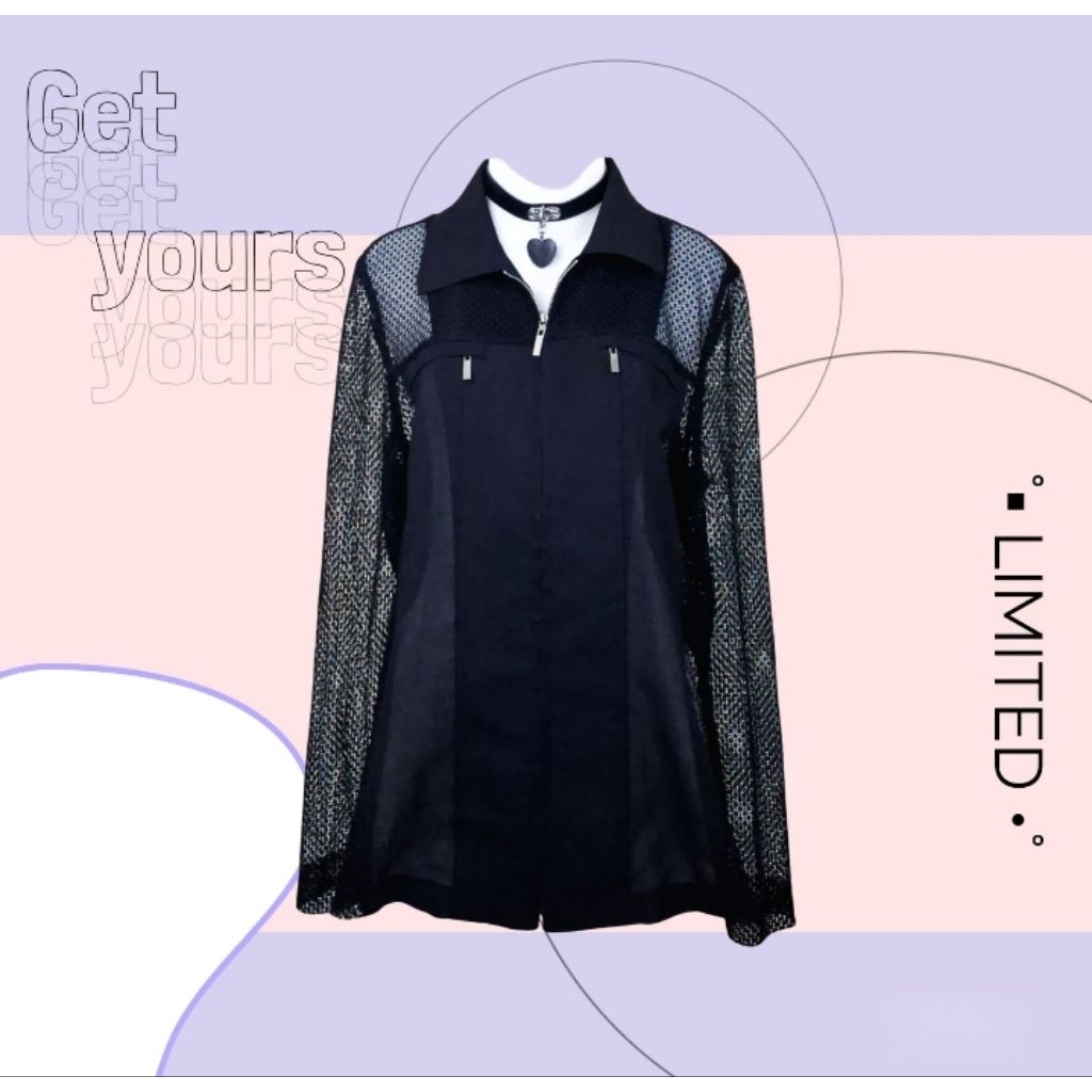 outer korean jaring jaring hitam gothic alternative emo untuk wanita