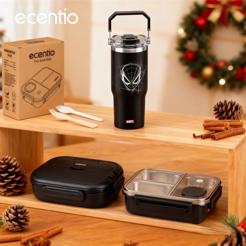 [Eksklusif Natal] ecentio tumbler Stainless 900ml Portable lunch box stainless tempat bekal makan ne