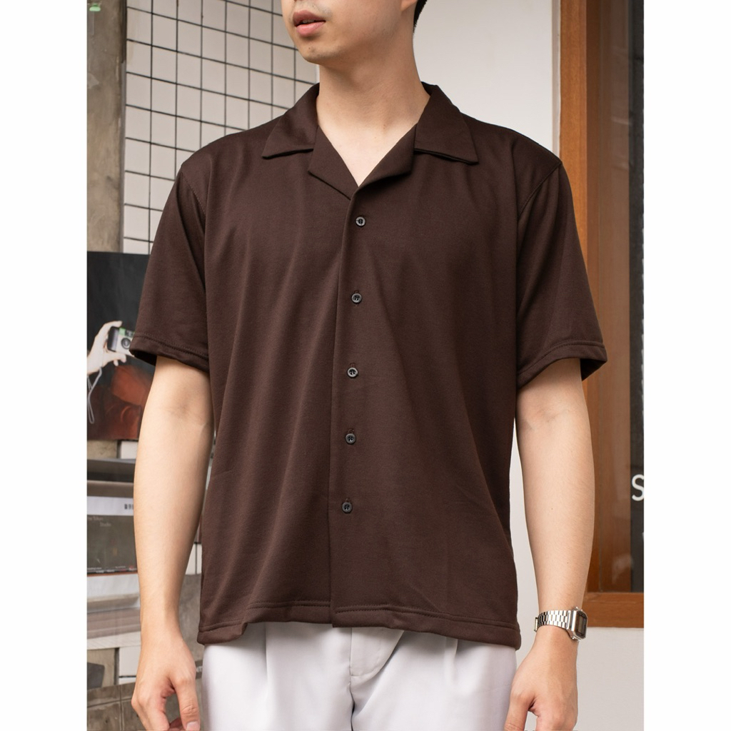 HAIBRO - Kemeja Cove Basic series Lengan Pendek Coffe