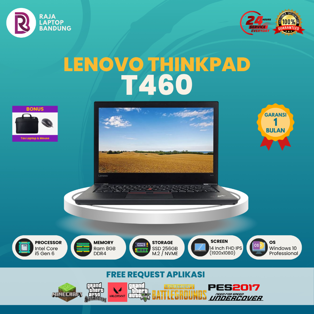 Laptop Lenovo Thinkpad T430 T440 T440p T460 Core i5 / i7 RAM 8GB SSD 512GB ORIGINAL Second