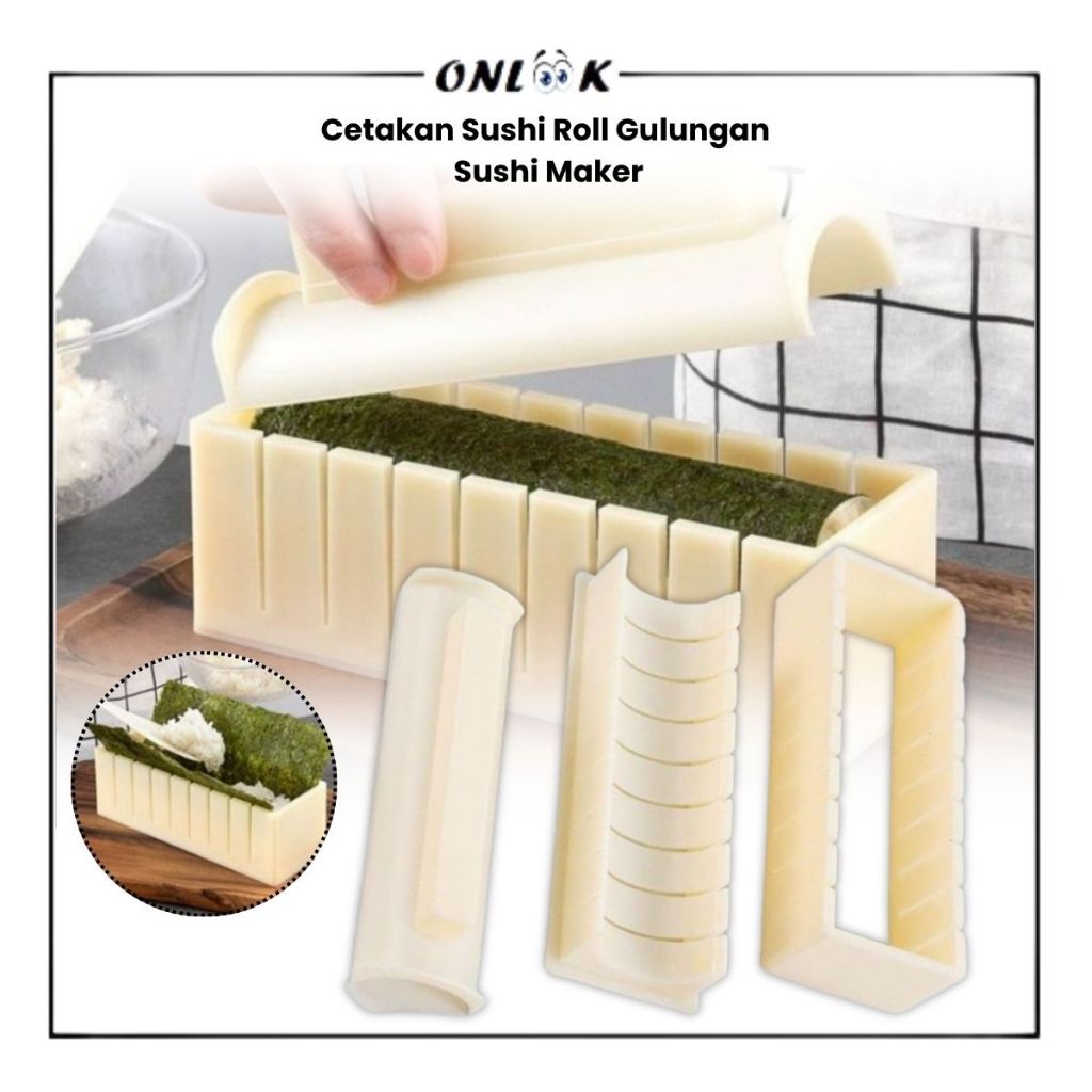 Cetakan Sushi Roll Gulungan Sushi Maker Otomatis Praktis / Cetakan Sushi Bulat Kimbab Gulung Onigiri