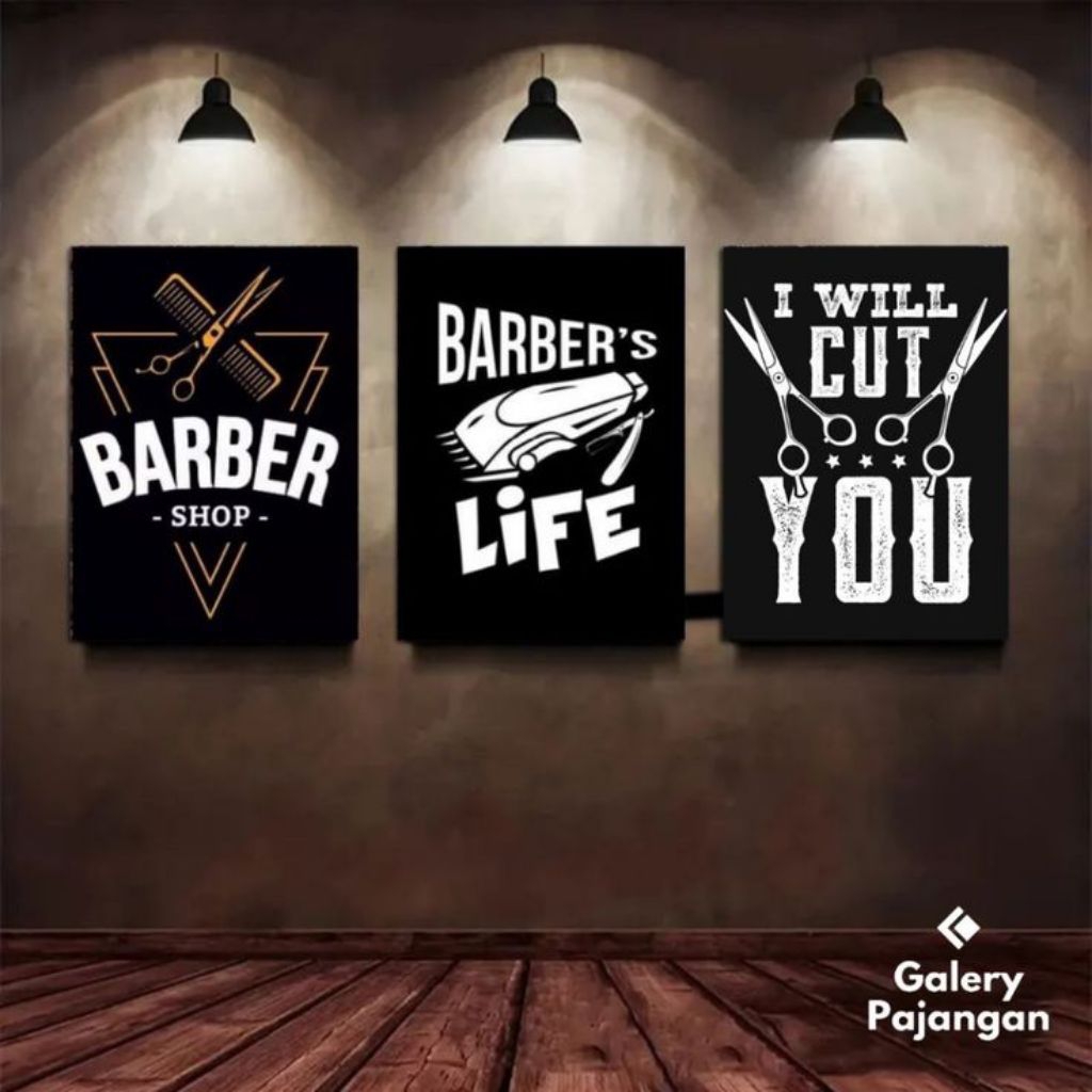 HIASAN DINDING 1SET WALLDECOR BARBERSHOP DEKORASI PANGKAS RAMBUT BAHAN KAYU MDF UKURAN 20 X 30