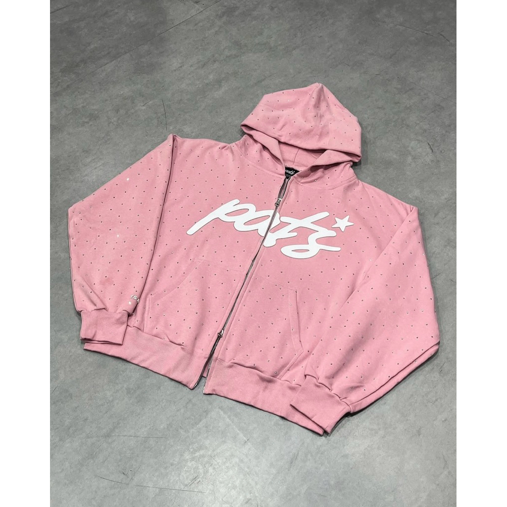 zipper hoodie pats pink sz m new