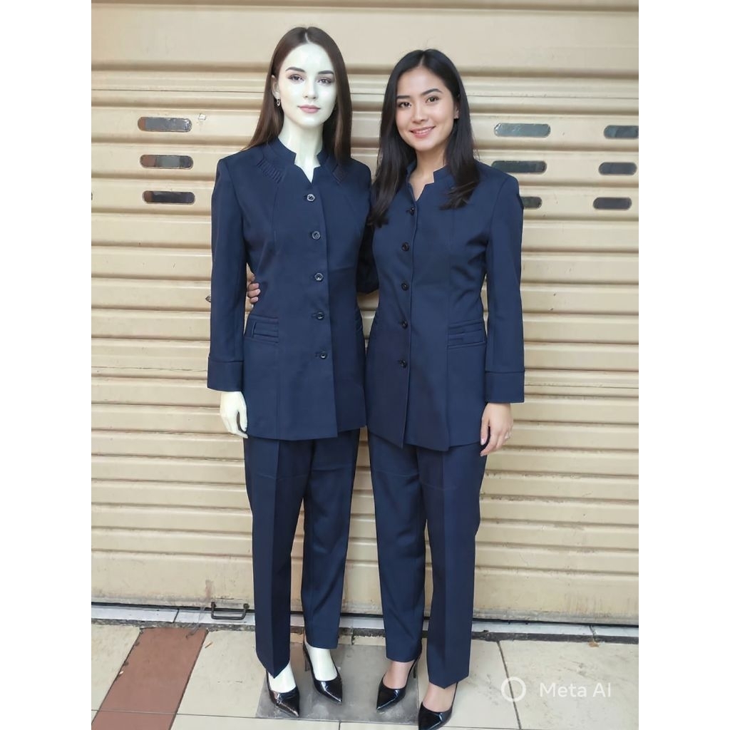 Setelan Blazer wanita Biru dongker || Blazer guru || seragam guru jumbo