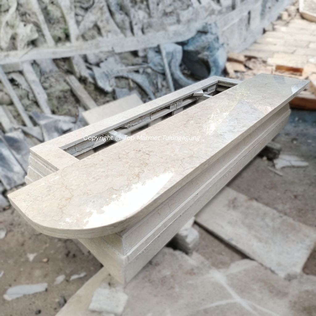 Top Table Kitchen Marmer | Daun Meja Marmer Cream | Meja Dapur | Meja Wastafel