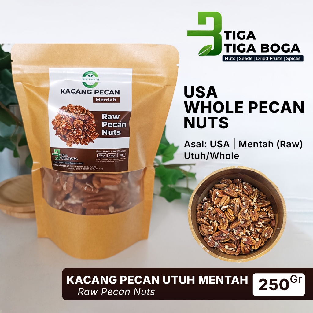 Kacang Pecan Mentah 250gr / Raw Pecan Nuts USA