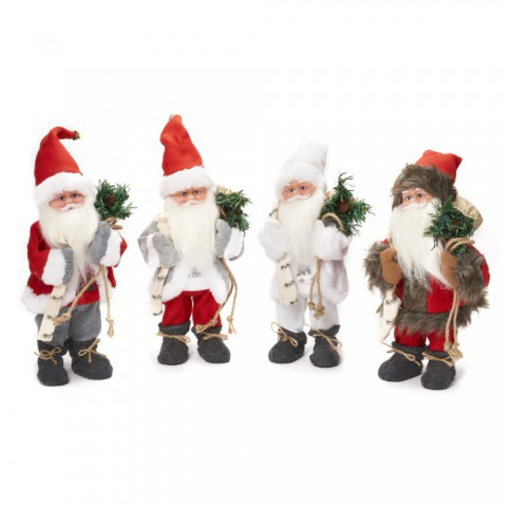 Boneka Santa Elektrik Gerak Musik 30cm / Putih Pegang Kain
