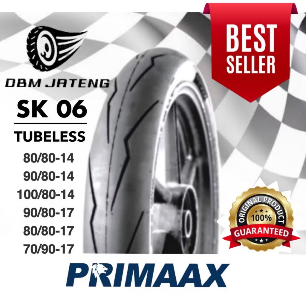 100% ORIGINAL & BARU BAN PRIMAAX SK-06 ANT-MAN TUBELESS RING 14 & 17 UKURAN 80/80-14 90/80-14 100/80