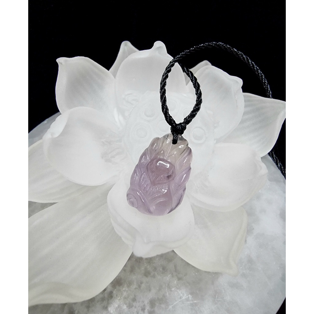 Kalung Liontin Batu Amethyst Quartz 9 Tails Fox Natural 25mm F937
