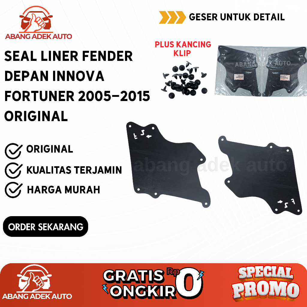 Seal Liner Fender Depan Toyota Innova Fortuner 2005–2015 Original