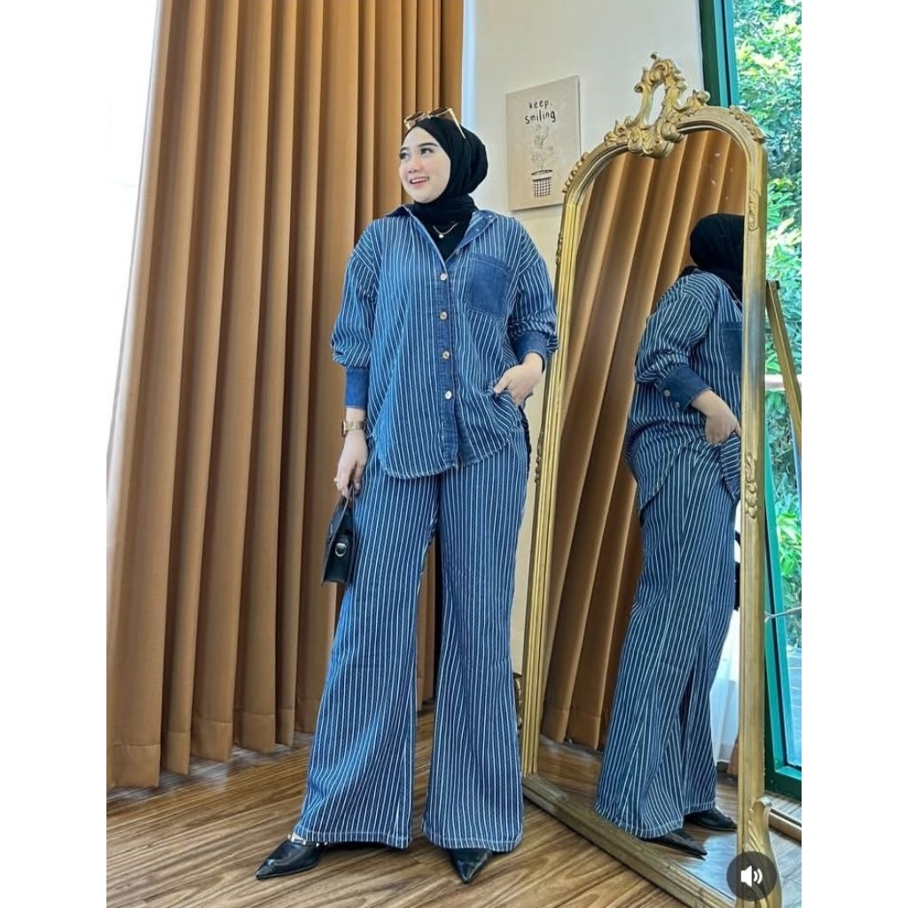 ONE SET JEANS VIRAL / ONE SET BAHAN JEANS  / ONE SET WANITA PREMIUM