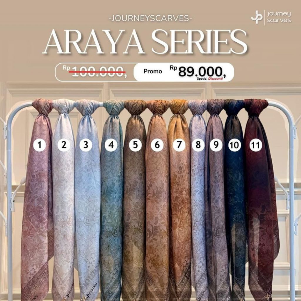 Jilbab Journey Scarves Segi Empat Orinal Araya Series Murah