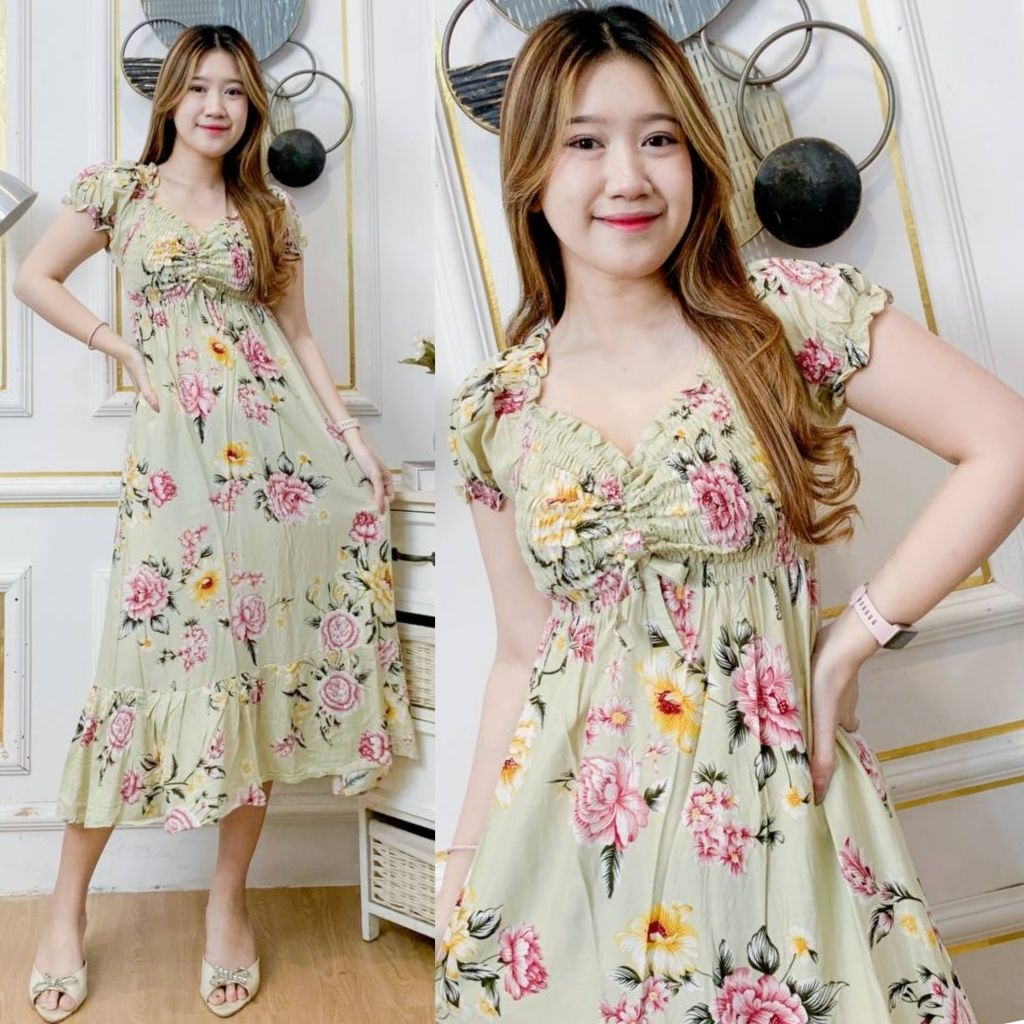 daster bali panjang serut dada kerut camila