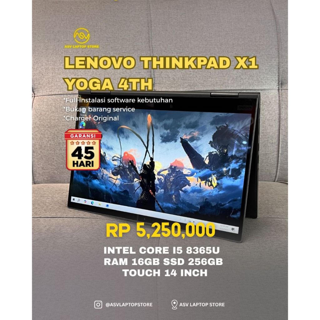LENOVO THINKPAD X1 YOGA 4TH CORE I5 8365U RAM 16GB SSD 256 TOUCHSCREEN LAPTOP 2 IN 1 CONVERTIBLE RIN