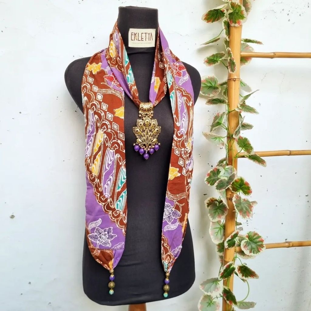 Kalung Syal 2in1 Bros Etnik Batik Cap Colet b