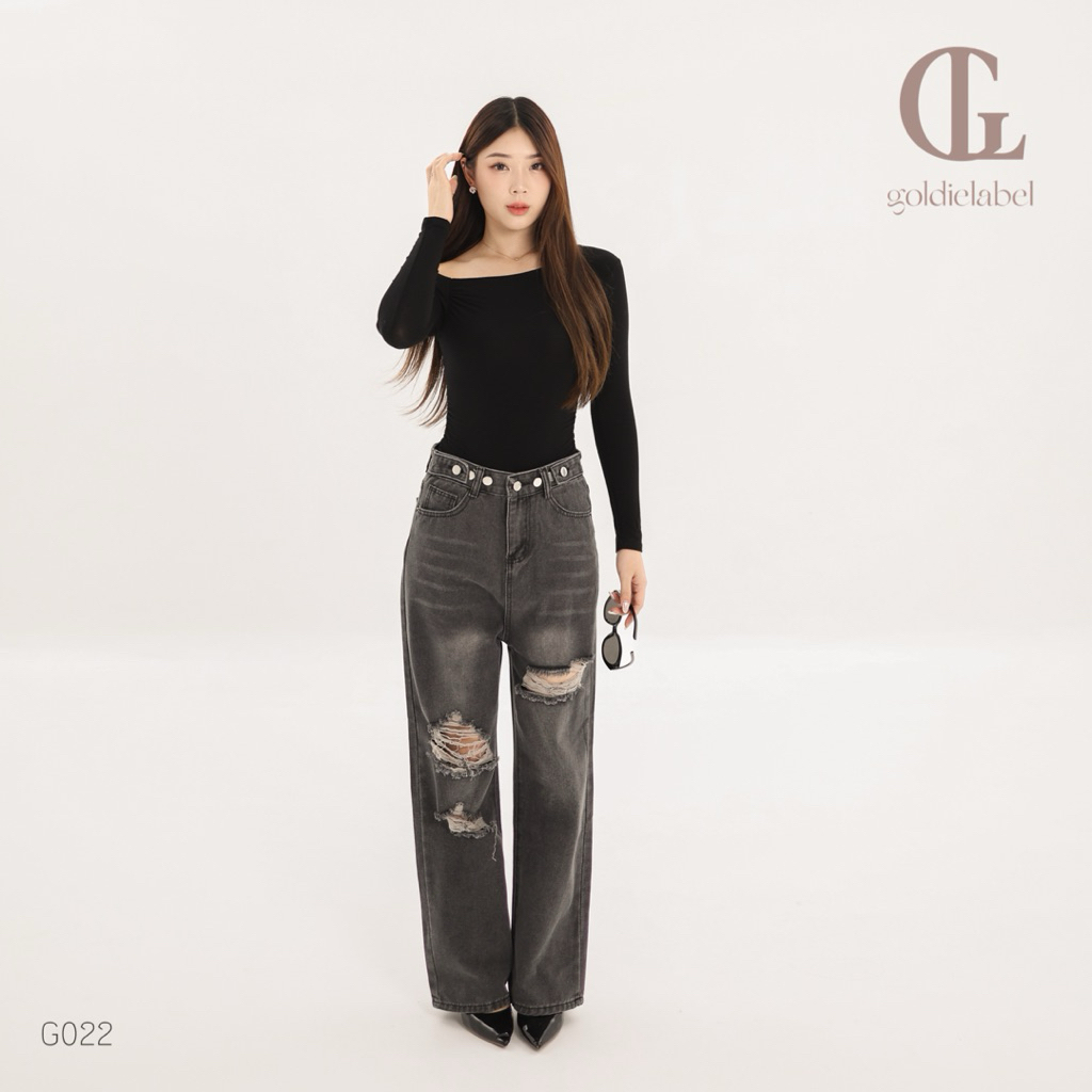 GOLDIE - RIPPED KULOT JEANS WANITA G022