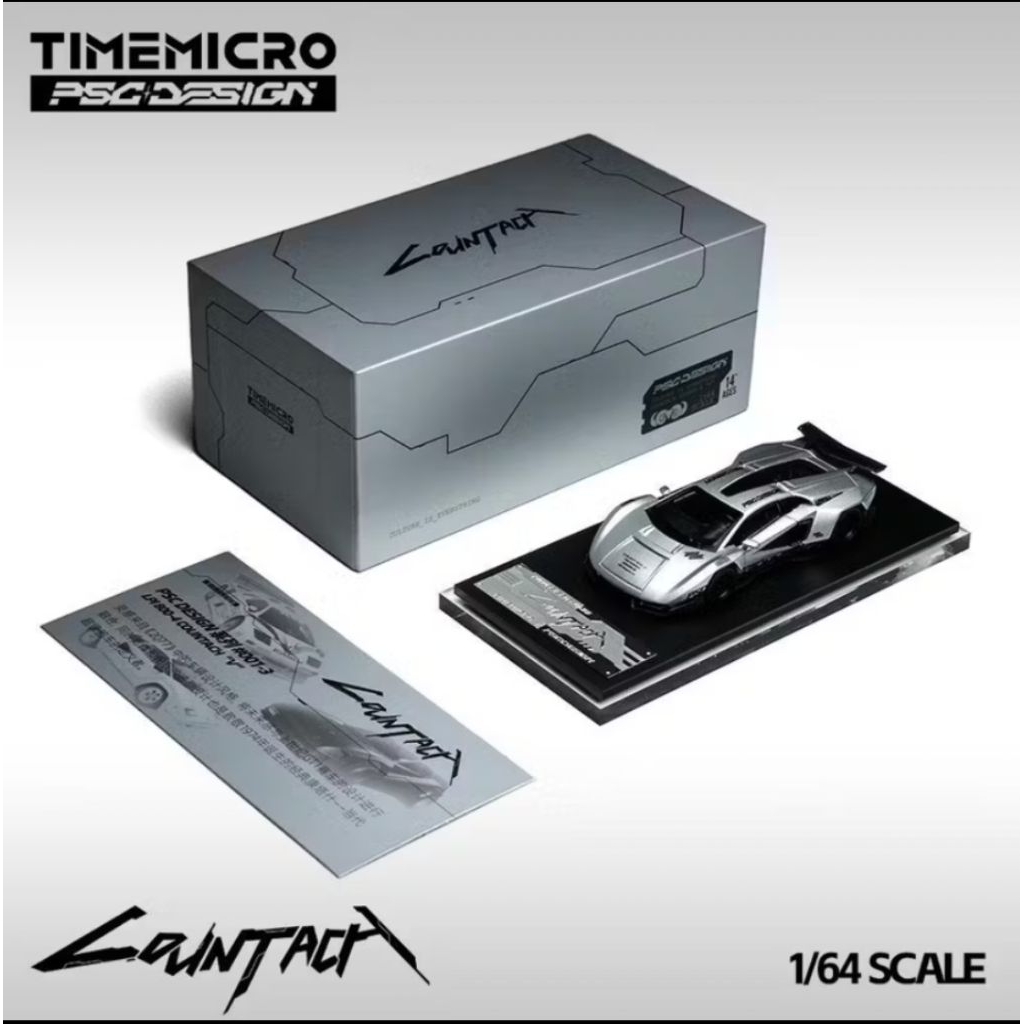 TimeMicro × PSC DESIGN 1:64 LAMBORGHINI COUNTACH “V” Silver Bullet