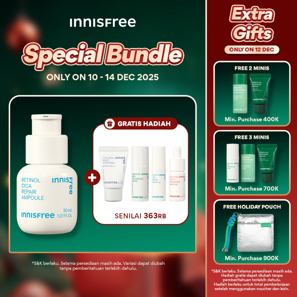 Buy 1 Get 4 Innisfree Retinol Cica Repair Ampoule 30ml Set Bundle - Serum, Essence