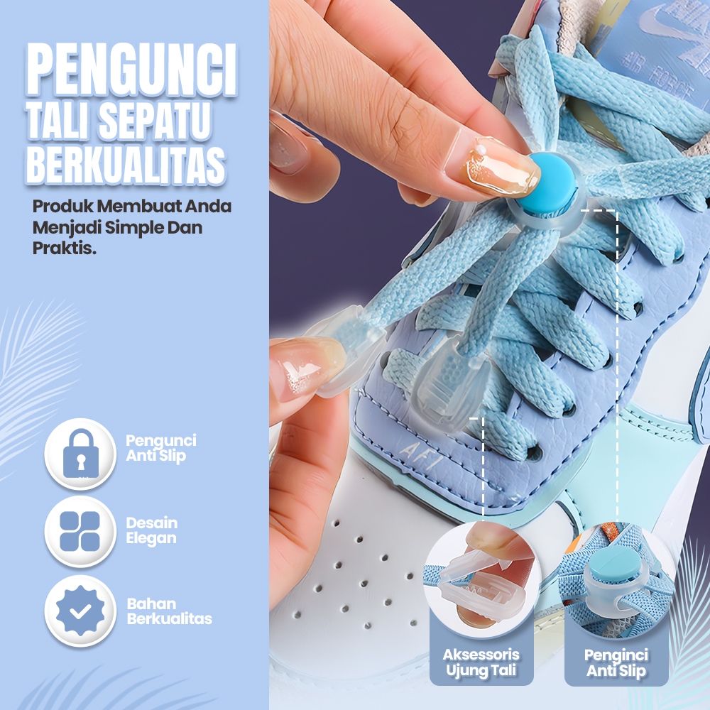 Pengunci Tali Sepatu Stopper Tali Cord Lock Jaket Sweter Hoodie Strap Ujung Tali Sepatu Elastis