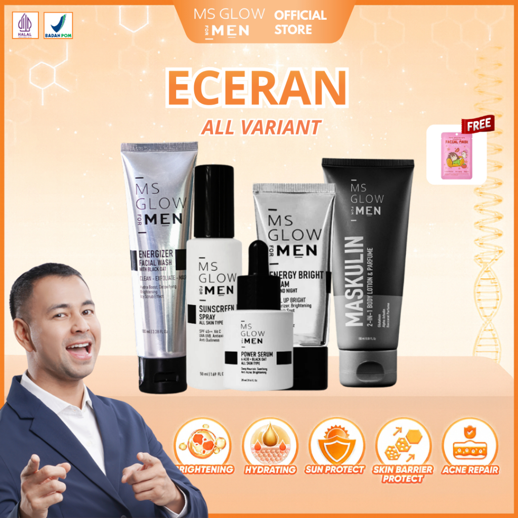 [BELI 2 LEBIH HEMAT] MS Glow Men Paket Lengkap 4in1 Original Skincare Pria Mencerahkan Wajah Menghil