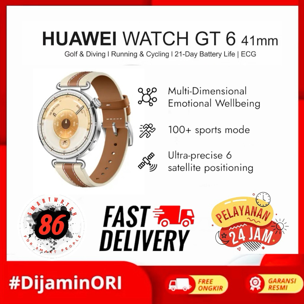 huawei watch gt 6 41mm original resmi brown