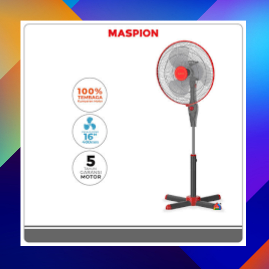 Maspion Kipas Angin Berdiri EX 1611 SX 16inch Kaki Silang 1611SX Kumparan Motor Tembaga