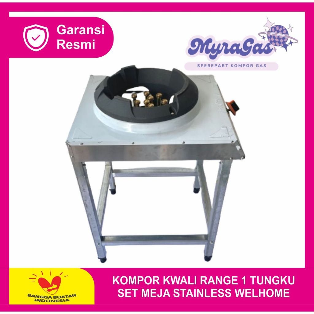 KOMPOR KWALI RANGE 1 TUNGKU SET MEJA STAINLESS MERK WELHOME