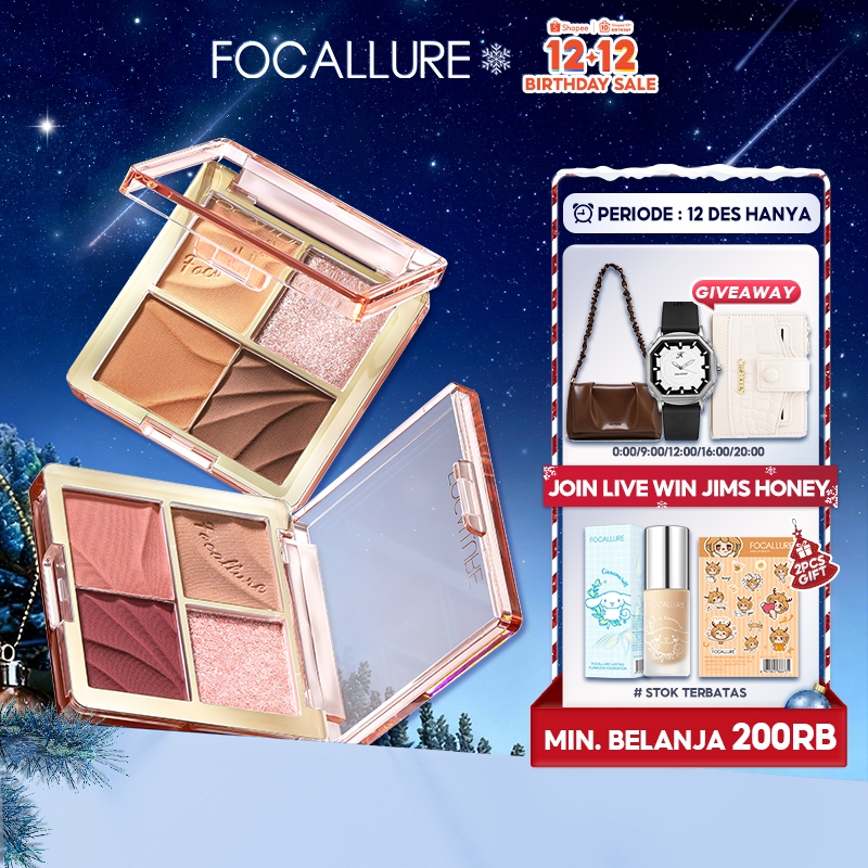 BPOM FOCALLURE Multi-Use Shimmer Eyeshadow Palette Powder #AmberGold