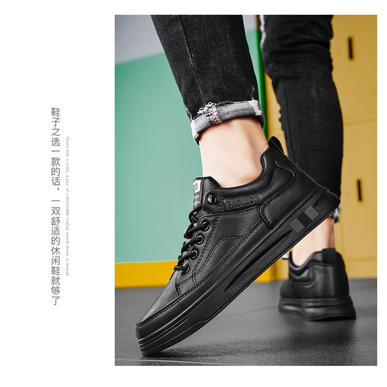 VIYOLD VYL 29 - Sepatu Sneakers Pria Kulit PU Full Black Premium Original Import