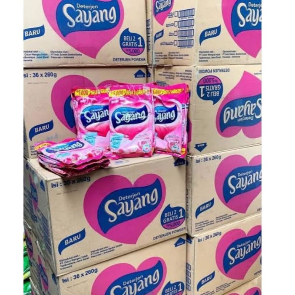 Detergen SAYANG 1 Dus isi 36pcs - Detergen Sayang Kemasan 220gram Cuci Baju